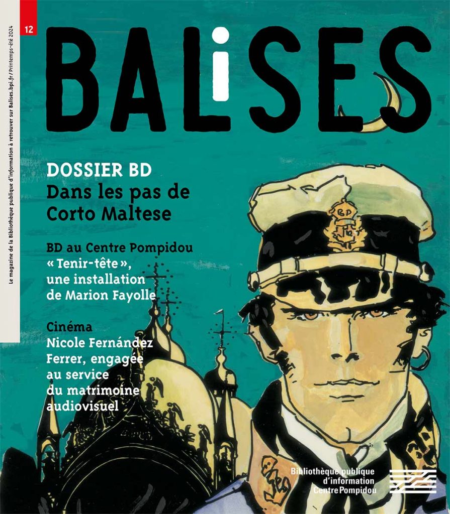 Le visage de Corto Maltese avec au second plan le dôme du palais des Doges