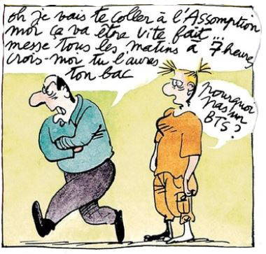 En colère, le père menace de mettre Agrippine dans un lycée de religieuses pour qu'elle ait son bac. Elle propose un BTS.