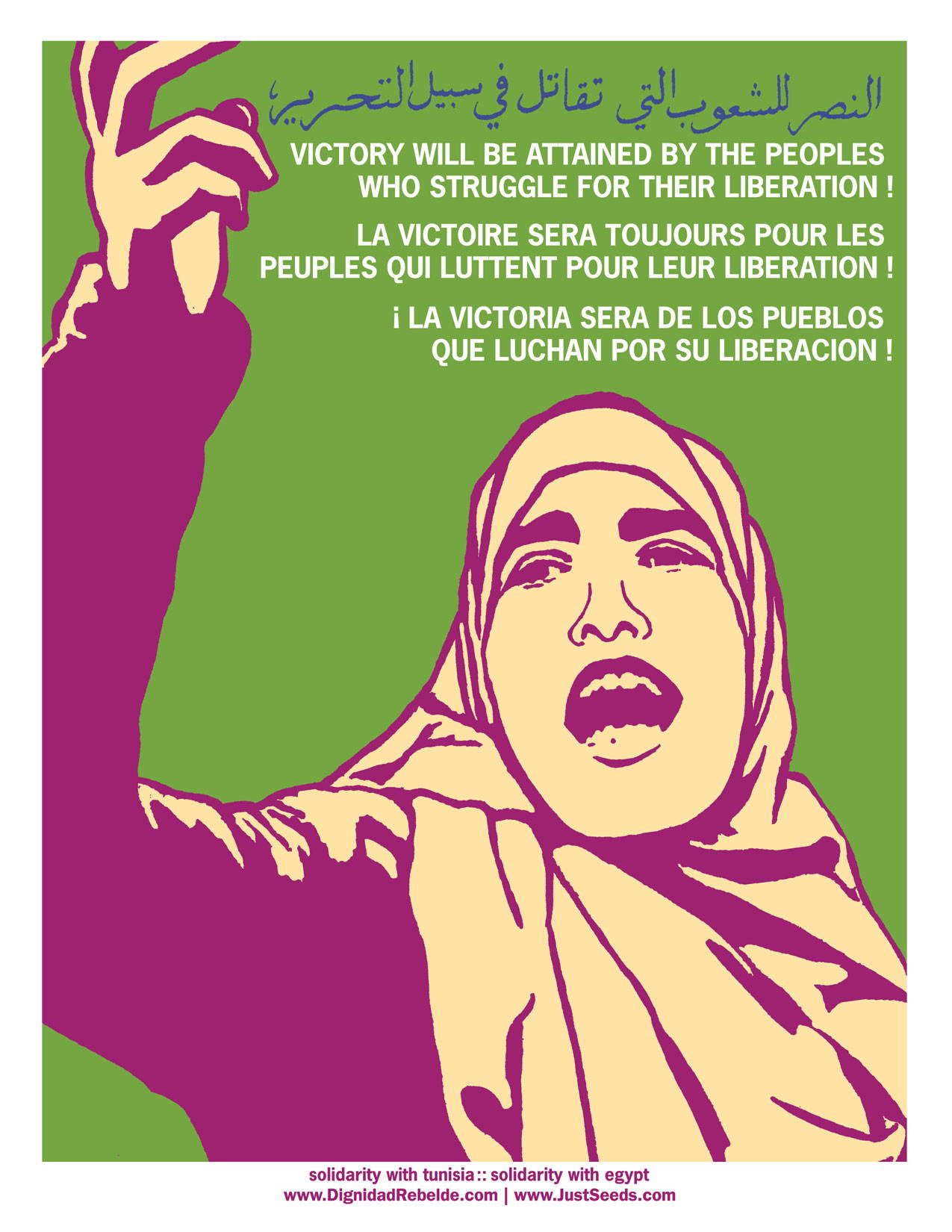 Poster en solidarité avec les peuples égyptiens et tunisiens réalisés au moment du Printemps arabe