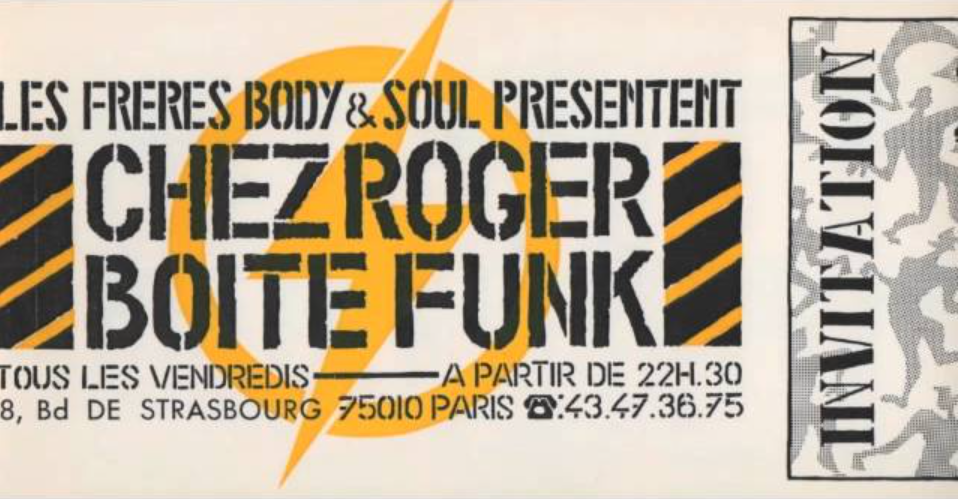 Une invitation pour une soirée "Chez Roger boîte funk"