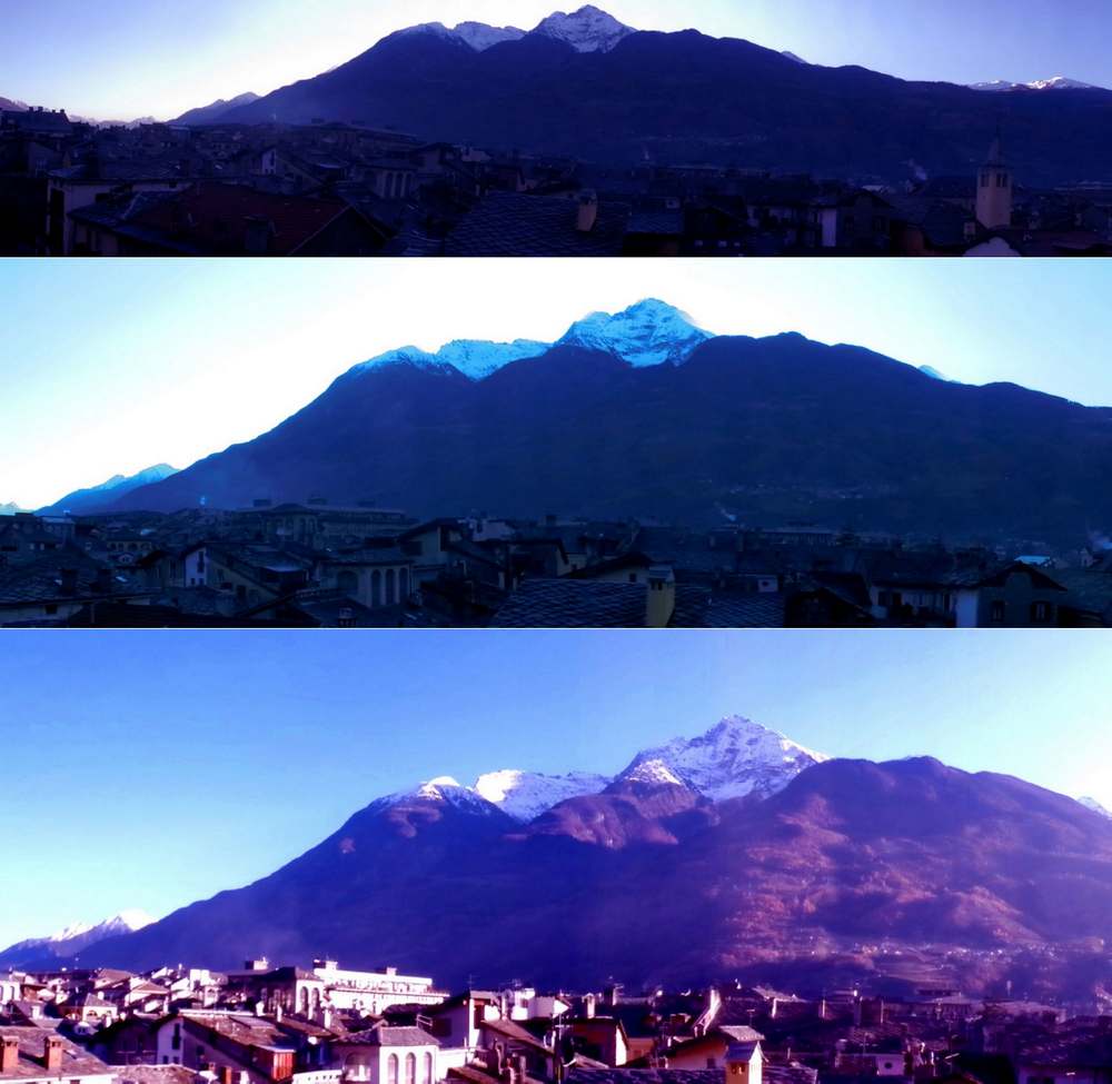Trois vues de la vallée d'Aoste
