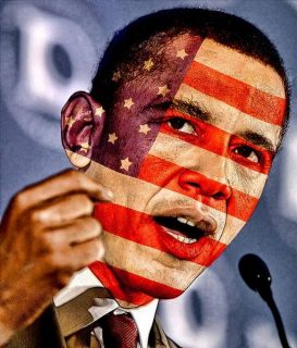 image digitale du président Obama (filigramme du drapeau américain)