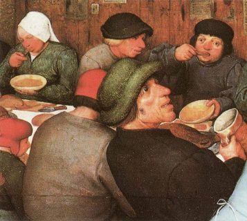 Détail du tableau de P. Brueghel : Repas de noce (1568)