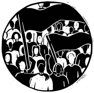 Illustration d'un groupe de manifestants