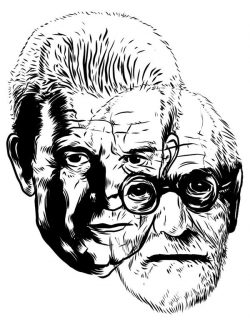 Portraits superposés de Freud et Lacan