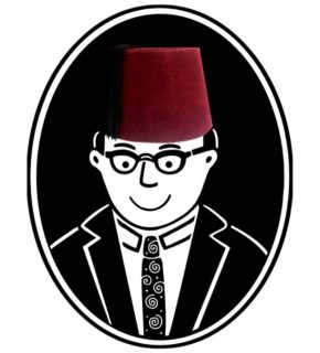 Une photographie de chapeau rouge sur une tête d'homme en noir et blanc dessinée par Zeina Abirached