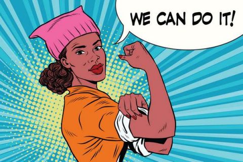 illustration : femme noire mise en scène comme sur l'affiche We can do it