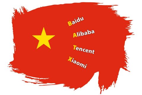Les noms des BATX remplace les étoiles du drapeau chinoissur le