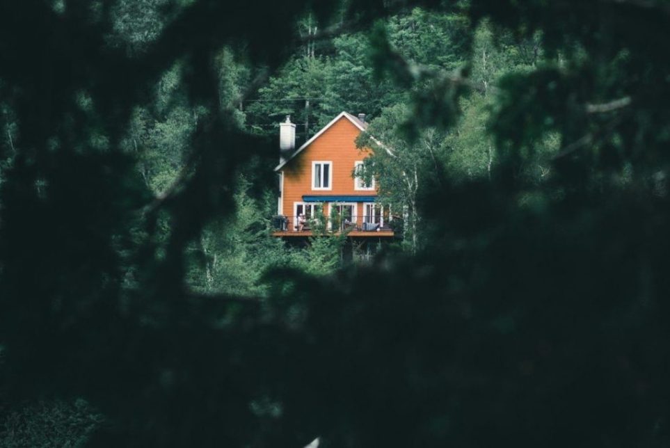 Une maison isolée dans une forêt